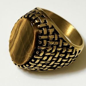 Bronze sterling silver Men Tiger Eye stone ring 9